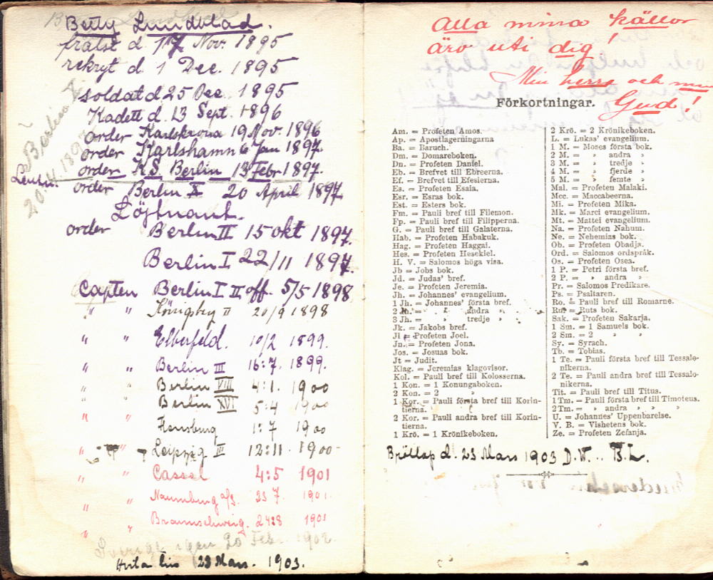 Entrance page of my mother's Bible